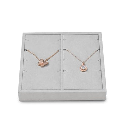 Microfiber Jewelry Pendant Display Tray | Jewelry Necklace Organizer Display Tray Gray - size: 5.5" x 5.51" x 0.78"