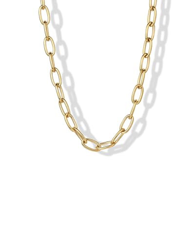 PAVOI Waterproof Chain Necklace for Women, 14K Gold Plated Layering Chains | Flat Curb, Herringbone, Snake, Rope, Figaro, Cuban Link & Paperclip Chain Necklaces, Stainless Steel Fashion Jewelry - color: Yellow Gold