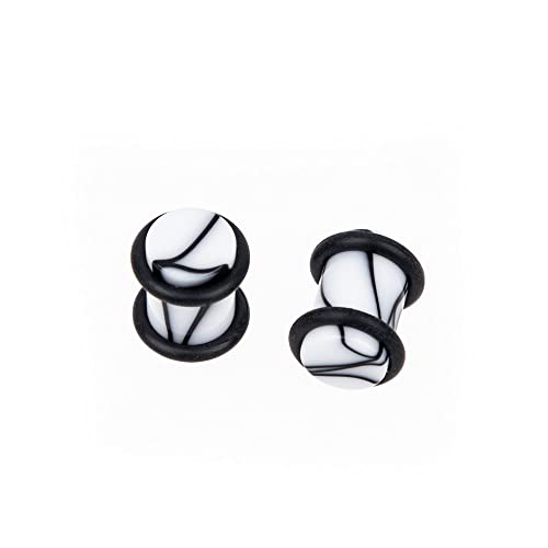 50 PCS Ear Stretching Kit 14Gauges-00Gauges Earring Marble Acrylic Taper Piercing Jewlery Sets - color: White