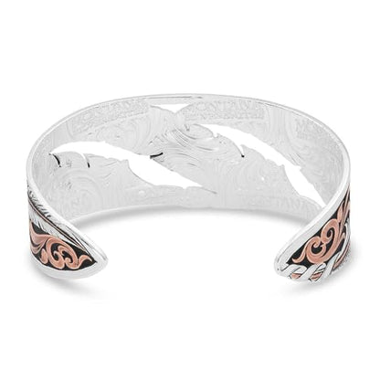 Montana Silversmiths Made in the USA Western Lifestyle Women's Cuff Bracelet - style: Wind Dancer Pierced Feather