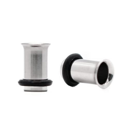 Forbidden Body Jewelry 12G-1 Inch Surgical Steel Single Flared Tunnel Plugs Plus O-Ring, Choose Pcs/Gauge - style: 2pcs: 6mm (2GA)