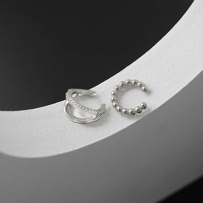 Ear Cuffs Non Piercing Ear Cuff for Women Clip on Huggie Hoop Earrings Gold Fake Earring Cuff with Chain Clips Minimalist Jewelry - color: A4:3pcs silver