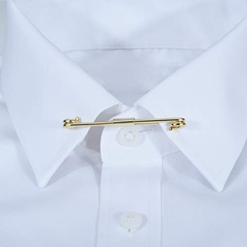3PCS Men's Classic Tie Clips - Shirt Collar Clip Bar for Necktie - Gold, Silver, Black Tone - Tie Pins, Collar Holder - style: 60mm Length Iron Ring Head