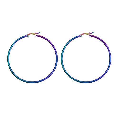 Rounded Hoops Earrings (20mm-60mm Diameter) - color: Rainbow 50mm