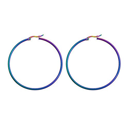 Rounded Hoops Earrings (20mm-60mm Diameter) - color: Rainbow 50mm