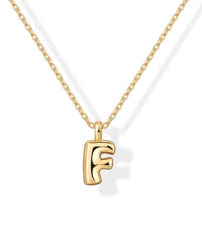 PAVOI 14K Gold Plated Dainty Chunky Bubble Initial Letter Pendant Necklace for Women | Alphabet Letter Necklace - style: - F