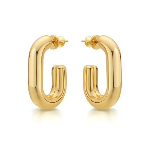 FRUMOS 18K Gold Plated Chunky Hoop Earrings for Women Fashion Thick Gold Hoops Set Jewelry for Birthday Christmas Gifts - color: Bold Lucky Hoops