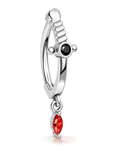 Belly Button Clicker Rings, 316L Surgical Steel Belly Button Piercing Jewelry, 14G Dagger Reversed Belly Ring for Women, Sword Navel Rings - color: Silver