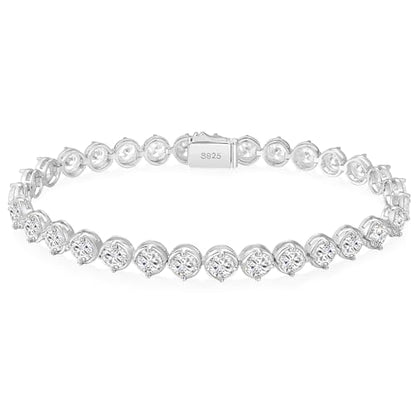 Sterling Silver 14K Gold Plated 2.5mm/3mm/4mm/5mm Round Cut Moissanite Tennis Bracelet, Classic Luxury Bezel Set Diamond Bracelets for Women Men Wedding Birthday Jewelry, Size 6.5" 7" 7.5" 8.3" - color: CZ-3mm Width-Silver, size: 6.5 Inch (Fit Wrist 5.5"-