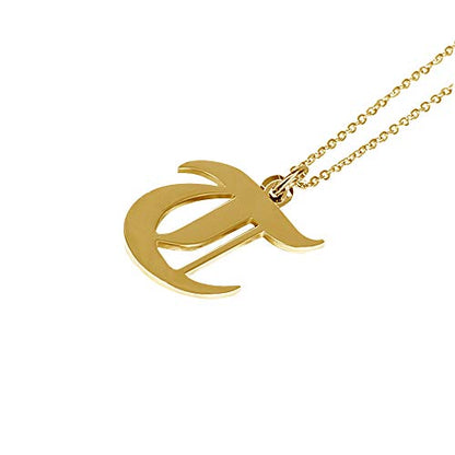 Women's Old English Initial Necklace 18K Gold Plated Stainless Steel Letter Pendant Gift - style: T