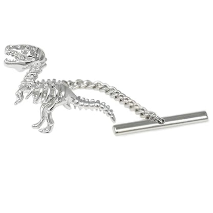 Men’s Tie Tack Tie Pin with Chain – Classic Lapel Pin Accessory for Dress Shirts, Suits & Formal Wear - style: Dinosaur Skeleton