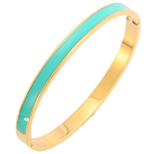 Gold Plated Bracelets fow Women Stainless Steel Green Oil-Drip Bangle Soft, Chip-Resistant Feminine Shine