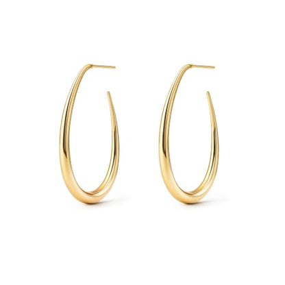 OGD Teardrop Hoop Earrings for Women 14K Gold Plated Large Chunky Oval Pull Through Hoop Earrings Statement Jewelry Gift for Women Hypoallergenic - color: Oval Earrings-Gold