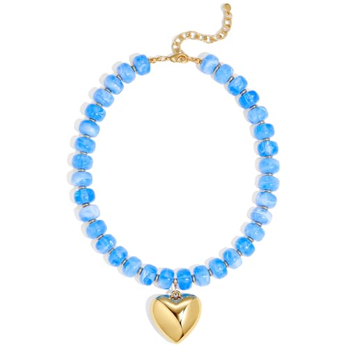 LILIE&WHITE Resin Chunky Beaded Necklace for Women Minimalistic Modern Statement Necklace Jewelry Accessories - color: XL23227M