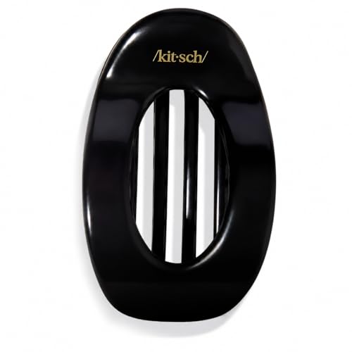 Kitsch Large Flat Claw Clip for Women - Black, 1pc | Durable & Strong Hold Flat Hair Clips For Styling, Half Updo | Non-Slip for Secure, Comfortable Wear, For All Hair Types - color: Black, size: Large
