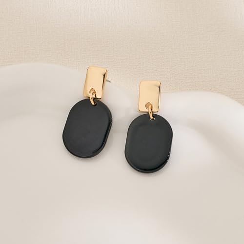 MUYAN Black Drop Earrings for Women Geometric Acrylic Dangle Earrings Gold Tone Statement Jewelry Gifts