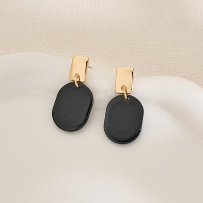 MUYAN Black Drop Earrings for Women Geometric Acrylic Dangle Earrings Gold Tone Statement Jewelry Gifts