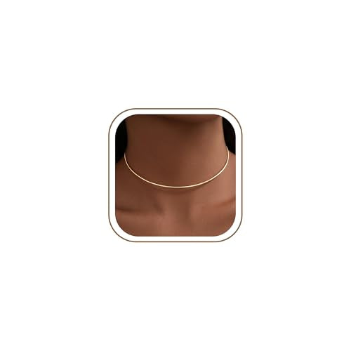 Dainty Choker Necklace for Women, Minimalist Simple Thin Lightweight Collar Choker, 14K Gold Plated Stainless Steel, Hypoallergenic Fashion Trendy Jewelry, Open Cuff Bangle Inspired Design Jewelry - color: Gold, size: 18 inth