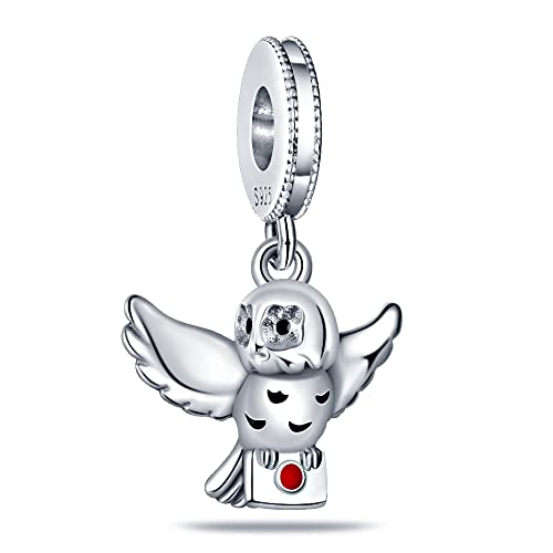 LIGHTDOG 925 Sterling Silve Charms fits Pandora Bracelets Necklace,5A Zircon Dangle Pendant Bead,Mother's Day Gift Jewelry Beads for Women - style: Owl Hedwig Charm