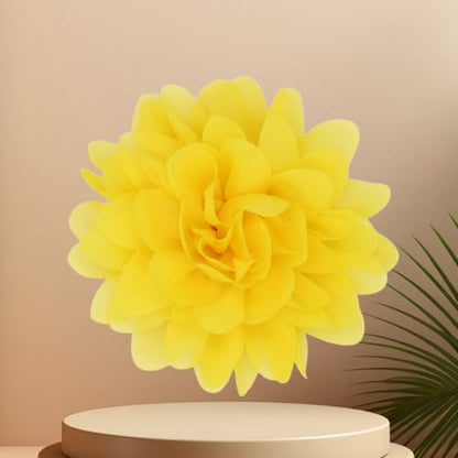 Satin Fabric Large Flower Brooch Pin Dainty Handmade Big Rose Flower Brooches Blossom Lapel Pins Silk Camellia Flowers Pin Wedding Dance Prom Party Banquet Dresses Suit Clothes Jewelry for Women - color: Yellow