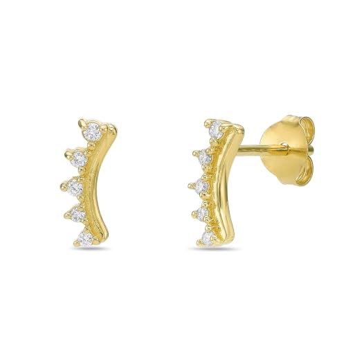Lavari Jewelers 1/10 Carat Round Lab Grown Diamond Crawler Earrings for Women I 18k Yellow Gold Plated 925 Sterling Silver Ear Climber for Her I Hypoallergenic Push Back Studs