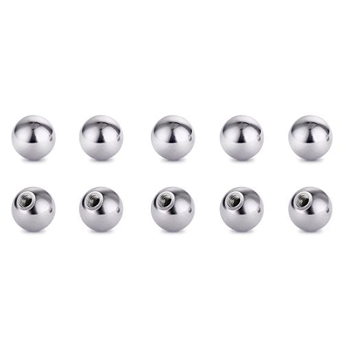 Threaded 316L Steel Replacement Balls Piercing Parts for Body Jewelry 14G 16G Barbell - style: 10pcs 14G 5mm