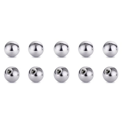 Threaded 316L Steel Replacement Balls Piercing Parts for Body Jewelry 14G 16G Barbell - style: 10pcs 14G 5mm