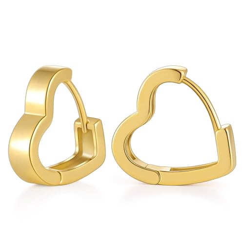 Gacimy Small Gold Huggie Hoop Earrings for Women | 14k Gold Plated, Small Hoop Earings for Women, 1/2 Inch Yellow Color Earrings - color: Gold, size: Heart