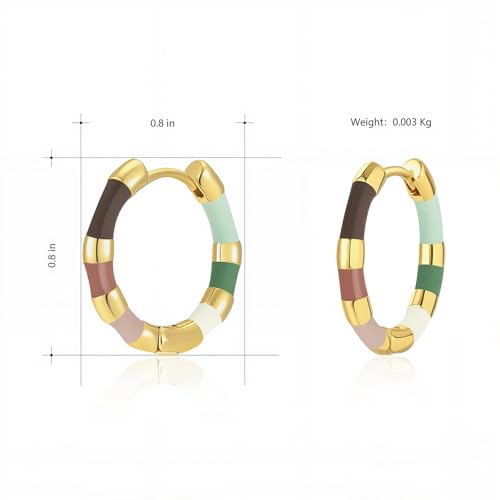 Milan Chiva 14K Gold Plated Small Huggie Dangle Earrings | Lightweight Trendy Heart Dainty Jewelry Hypoallergenic Chunky Gold Hoops Earrings Jewelry Mothers Day Gift for Women - color: E-Multi-Green