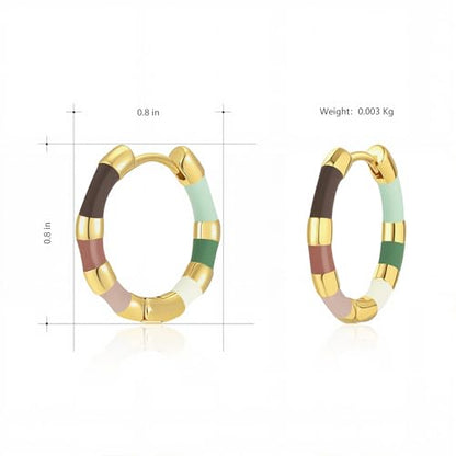 Milan Chiva 14K Gold Plated Small Huggie Dangle Earrings | Lightweight Trendy Heart Dainty Jewelry Hypoallergenic Chunky Gold Hoops Earrings Jewelry Mothers Day Gift for Women - color: E-Multi-Green