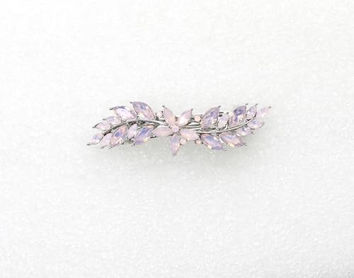 Faship Pink Opal Rhinestone Crystal Small Floral Hair Barrette Clip - color: Pink Opal