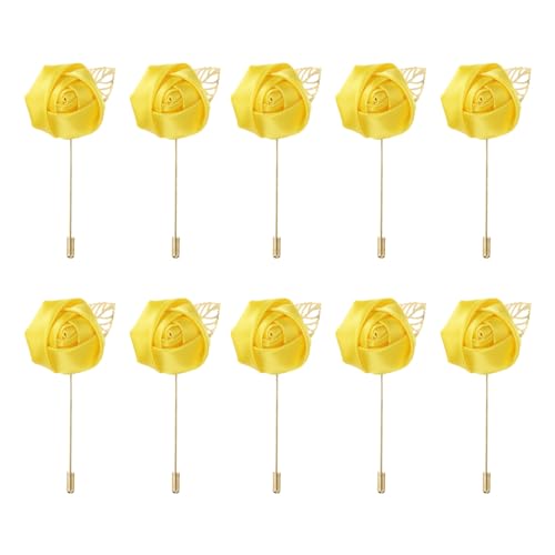 MECCANIXITY Groom Boutonnieres Rose Boutonnieres Pins for Wedding - color: Yellow