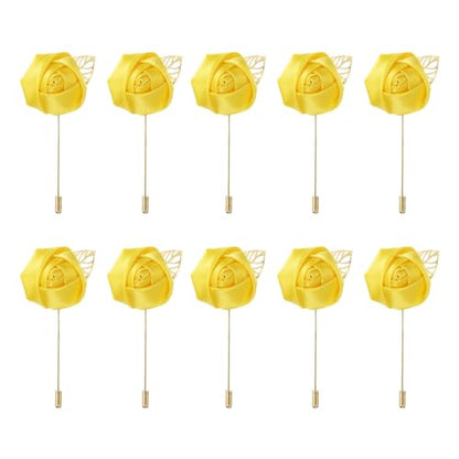 MECCANIXITY Groom Boutonnieres Rose Boutonnieres Pins for Wedding - color: Yellow