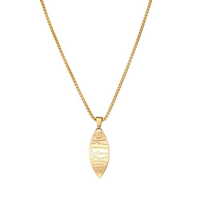 18K Gold Plated Stainless Steel Bee Honeycomb Pendant Necklace, Adjustable Y Lariat Conch/Guitar/Horseshoe Necklace for Women - color: Gold, style: Surfboard