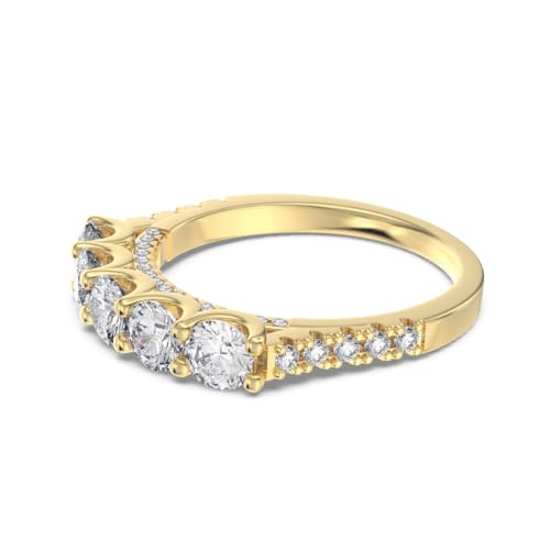 Half Eternity Ring 5A Cubic Zirconia Wedding Band for Women 925 Sterling Silver/Yellow Stacking Ring Size 5-10 - color: Yellow
