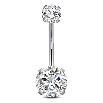 FECTAS 14g Belly Button Rings Surgical Steel CZ Petite Navel Ring for Women Body Piercing Jewelry Petite select Barbell Len 6mm 8mm 10mm 12mm 14mm Silver - style: silver-1pcs-14mm bar