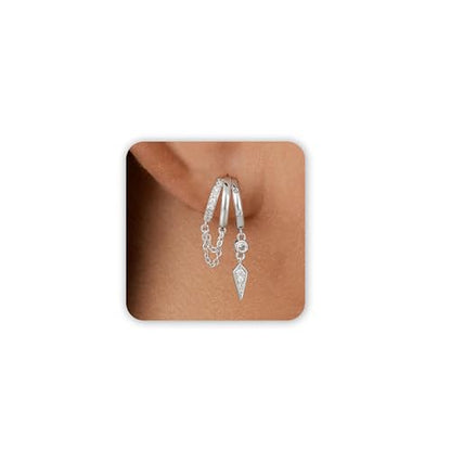 Freekiss Pearl Earrings for Women Trendy: Flat Back Stud Earrings 14K Gold Plated/925 Sterling Silver Freshwater Pearl Dangle Earrings Cute Bow Earrings Wedding Jewelry Birthday Gifts for Women Girls - style: Chain & Zircon-SL