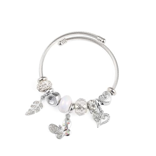 YouLuo Cute Necklace Charm Bracelet Set,Personalized Jewelry Gift for Women | Cute Charm Bracelet, Adjustable Stainless Steel Bracelet, Anime Cartoon Accessories Bracelets for Women Gift and Friendship - color: Butterfly