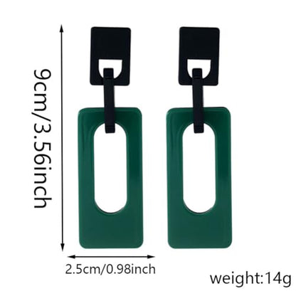 Boho Lightweight Retro Simple Acrylic Splicing Rectangle Earrings for Women Creative Exaggerated Statement Dangle Drop Earrings Jewelry - color: Black Green