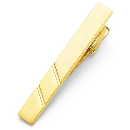 HONEY BEAR 1.97" 2.12" 2.36" Standard Tie Clip for Men Business Wedding | Classic Minimalist, Steel-Plated Copper Base, Gift-Boxed, Thickened, Rounded Corners, Easy to Slide On, No Snag or Wrinkle - style: Brushed Matte Gold 5cm