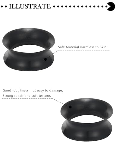 10G-50mm Thin Black Silicone Ear Gauges Tunnels Rubber Ear Plugs Gauges Double Flared Flexible Tunnel Earrings for Women Men - color: 16mm = 5/8 inch