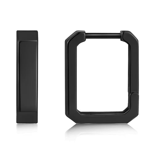 Gacimy Small Gold Huggie Hoop Earrings for Women | 14k Gold Plated, Small Hoop Earings for Women, 1/2 Inch Yellow Color Earrings - color: Black, size: Rectangle