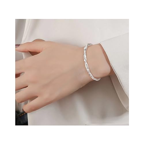 kelistom 925 Sterling Silver Bracelets for Women Teens, Love Heart Charm Chain Bracelet Bangle Fashion Jewelry Gifts - color: Moss bangle