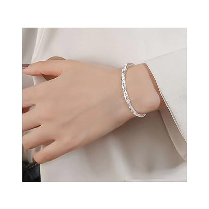 kelistom 925 Sterling Silver Bracelets for Women Teens, Love Heart Charm Chain Bracelet Bangle Fashion Jewelry Gifts - color: Moss bangle