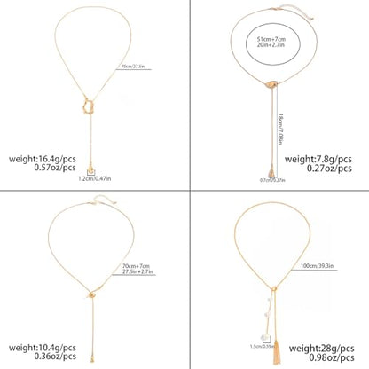 CHICUTIE Long Y Gold Necklace for Women, 14k Gold Plated Lariat Y-Shaped Chunky Pendant Necklaces Trendy Dainty Drop Necklaces Jewelry for Women Gifts - color: Gold