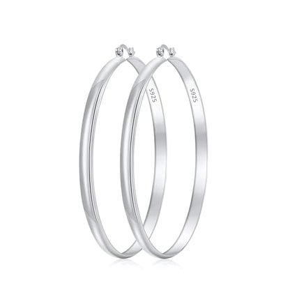 Apsvo Hoop Earrings for Women, 5mm Wide 14K Gold Plated/Silver Hoop Earring Hypoallergenic 925 Sterling Silver Earrings Lightweight Large Earrings for Women - color: Silver&70mm