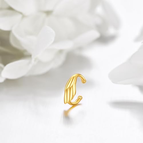 KECHO 14K Gold Ear Cuff Earrings Hypoallergenic Non Piercing Cartilage Earring Jewelry Gifts for Women - style: Angel Wing