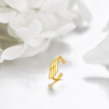 KECHO 14K Gold Ear Cuff Earrings Hypoallergenic Non Piercing Cartilage Earring Jewelry Gifts for Women - style: Angel Wing