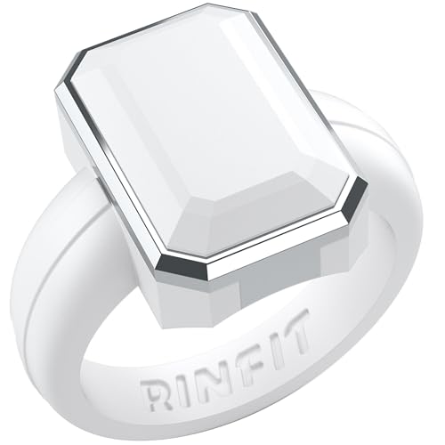 Patented Metal-Framed Silicone Rings - Emerald Collection - color: Pack D - White / Metal Silver