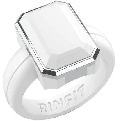 Rinfit Emerald Silicone Ring with Stainless Steel Frame - color: Pack D - White / Metal Silver